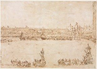 A Procession of Triumphal Cars in the Piazza San Marco, Venice, Celebrating the Visit of the Conti