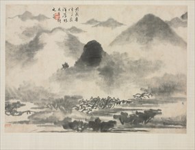 Landscape Album in Various Styles: Landscape after Mi Fei, 1684. Zha Shibiao (Chinese, 1615-1698).