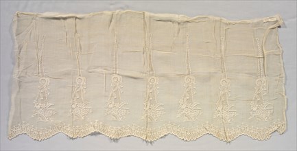 Sleeve, c. 1875- 1900. Philippines, late 19th century. Plain weave piña cloth with embroidery;