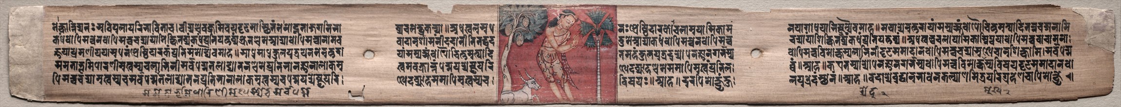 Leaf from Gandavyuha: Sudhana in a Landscape, from Chapter 22 Achala (recto), 1000-1100s. Eastern