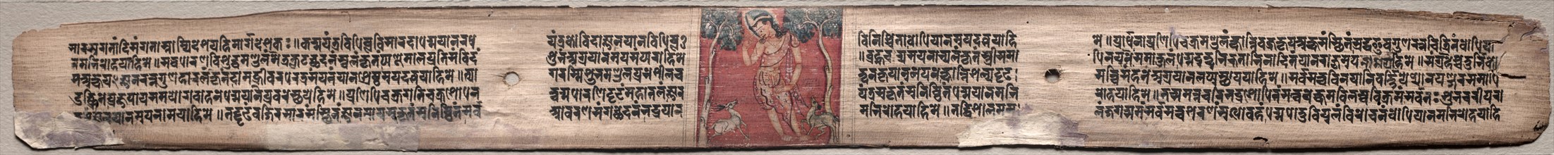 Leaf from Gandavyuha: Sudhana and Two Deer, from Chapter 3 Kalyanamitra Manjushri (recto),