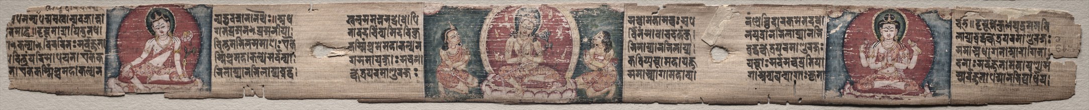 Leaf from Gandavyuha: Samantabhadra, Avalokiteshvara and Manjushri, from Chapter 55 (recto); Leaf