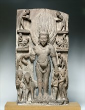 Agni, God of Fire, c. 1000. India, Uttar Pradesh, early 11th Century. Sandstone; overall: 73 x 40.6