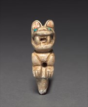 Crouching Feline, c. 500-900. Peru, Wari (?), 6th-10th Century. Stone, turquoise; diameter: 4 cm (1