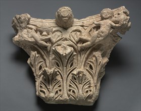Engaged Capital with Human Figures and Foliage, 300s - 400s. Egypt, 4th - 5th centuries, Coptic