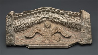 Pediment with an Eagle, 400s. Egypt, 5th century, Coptic period. Limestone; overall: 30.2 x 71.9 x