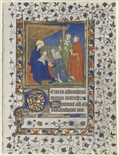 Bifolio from a Book of Hours: Adoration of the Magi, c. 1415. Workshop of Boucicaut Master (French,