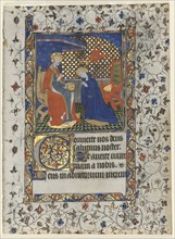 Bifolio from a Book of Hours: Coronation of the Virgin, c. 1415. Workshop of Boucicaut Master