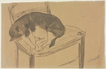 Sleeping Cat, first third 1900s. Jane Poupelet (French, 1878-1932). Brush and gray wash; sheet: 16