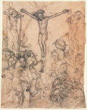 Crucifixion with the Two Thieves, second half 15th century. Italy, Piedmontese, 15th century. Pen