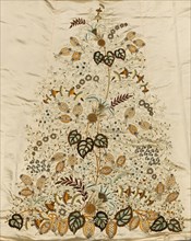 Embroidered Skirt Panel, 1800s. France, 19th century. Embroidery on satin; silk and beads; overall: