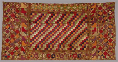 Shawl, 1800s. India, Punjab, 19th century. Embroidery (phulkari); silk on cotton ground; overall: