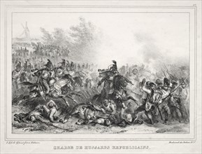 Album pour 1833:  Charge de Hussards Républicains, 1832. Auguste Raffet (French, 1804-1860).