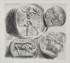 Published in L'Artiste on 1 September 1864: Sheet with Four Antique Medals, 1825. Eugène Delacroix