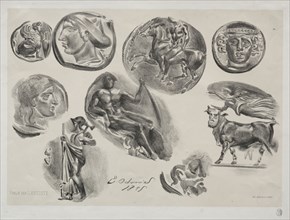 Sheet with Nine Antique Medals, 1825. Eugène Delacroix (French, 1798-1863), L'Artiste. Lithograph