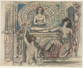 The Throne of the Peacock. Charles Conder (British, 1868-1909). Graphite with wash; sheet: 25.7 x