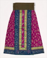 Skirt, c. 1875-1900. China, Late 19th century. Embroidered silk, wool; overall: 96 x 78 cm (37