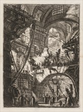 The Prisons:  A Perspective of Arches with a Smoking Fire in the Center. Giovanni Battista Piranesi