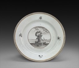 Plate: Female Figure, 1700s. China, Chinese Export, 18th century. Porcelain; diameter: 23.2 cm (9