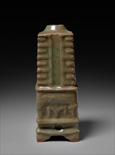 Vase in Shape of Cong: Southern Celadon Ware, 1271-1368. China, Zhejiang province, Yuan dynasty