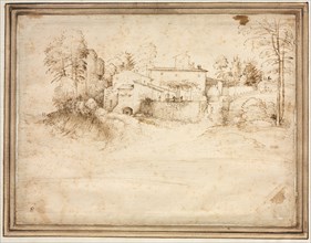 Farmhouse on the Slope of a Hill, c. 1508. Fra Bartolommeo (Italian, 1472-1517). Pen and brown ink;