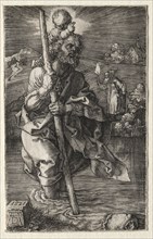 St. Christopher, Facing Right, c. 1496. Albrecht Dürer (German, 1471-1528). Engraving