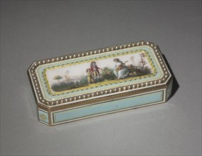 Snuff Box, late 1700s. Switzerland, late 18th century. Gold and enamel with pearls; overall: 1.6 x