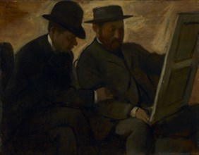 Paul Lafond and Alphonse Cherfils Examining a Painting, c. 1878-1880. Edgar Degas (French,