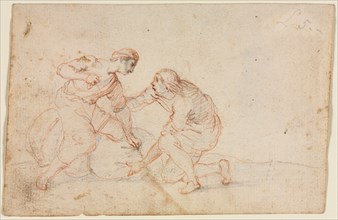 Two Men Tying a Bundle, 1600s. Anonymous. Graphite and red chalk; sheet: 10.1 x 15.4 cm (4 x 6 1/16