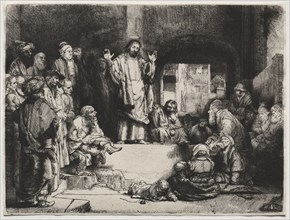 Christ Preaching ('La Petite Tombe'), c. 1657. Rembrandt van Rijn (Dutch, 1606-1669). Etching,