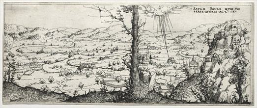 Landscape with the conversion of saulus, 1545. Augustin Hirschvogel (German, 1503-1553). Etching