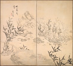 Bamboo in Fine Weather after Rain, mid-1700s. Ike Taiga (Japanese, 1723-1776). Two-fold screen; ink