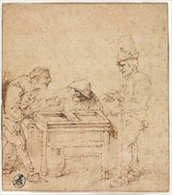 The Tric-Trac Players, c. 1660. Philips de Koninck (Dutch, 1619-1688). Reed pen and brown ink (with
