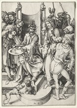 The Passion:  Christ Before Pilate. Martin Schongauer (German, c.1450-1491). Engraving
