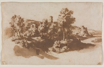 Landscape with Fortification Between Marino and Frascati, c. 1650. Jacob van der Ulft (Dutch,