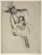 Reine and Margot Seated on a Sofa, c. 1902. Mary Cassatt (American, 1844-1926). Drypoint