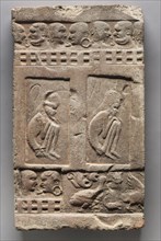Seated Ascetics, 4th Century. India, Kashmir, Harwan, 4th century. Terracotta; overall: 50.8 x 30.6