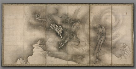 Dragon and Tiger, 1500s. Sesson Shukei (Japanese, 1504-1589). Pair of six-panel folding screens;