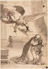 The Annunciation, c. 1568. Luca Cambiaso (Italian, 1527-1585). Pen and brown ink (iron gall) and