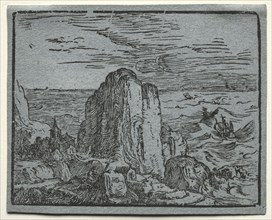 From a set of 4  Landscapes: No.4- Cliff on the Seashore. Hendrick Goltzius (Dutch, 1558–1617).