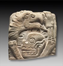 Stela Fragment, 600-950. Mexico, Veracruz?, 600-950 AD. Limestone; overall: 31.8 x 30.8 x 12.2 cm