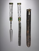 Knife and Fork with Sheath Set, late 1500s. Italy, Venice, late 16th century. Gold, enamel,
