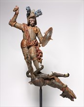 Saint George and the Dragon, late 1600s. South Germany or Austria, late 17th century. Painted and