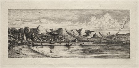 Seine Fishing off Charcoal Burner's Point, Akaroa, 1865. Charles Meryon (French, 1821-1868).