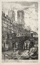 Etchings of Paris:  The Little Bridge, 1850. Charles Meryon (French, 1821-1868). Etching