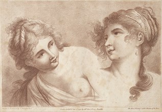 Heads of Two Women, 1792. Francesco Bartolozzi (British, 1727-1815). Stipple engraving