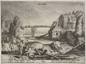 The Twelve Months: October. Jan van de Velde (Dutch, 1620-1662). Etching