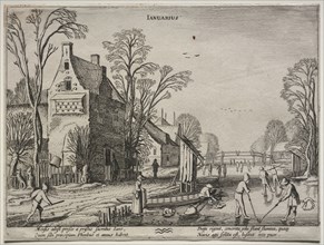 The Twelve Months:  January. Jan van de Velde (Dutch, 1620-1662). Etching