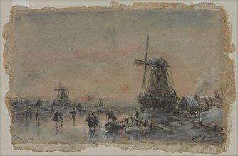 View of Arnheim, 1864. Johan Barthold Jongkind (Dutch, 1819-1891). Black chalk, watercolor, and