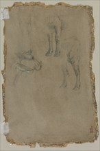 Studies of a Bull, 1864. Possibly by Johan Barthold Jongkind (Dutch, 1819-1891). Black chalk;